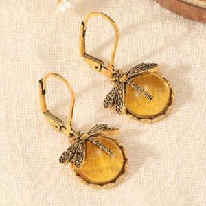 3 for 26 - Vintage Dragonfly Round Drop Earrings